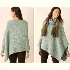 J. Jill cable knit poncho One Size Green
